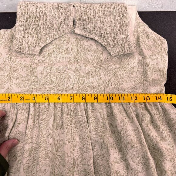 Lucy Paris Lyna Halter Midi Dress Green Floral Smocked Top Lined Size LG Pockets - Picture 13 of 13